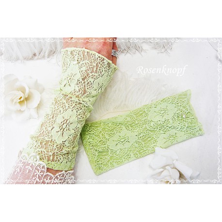 STULPEN Lindgrün Brautstulpen Armstulpen Spitzenstulpen Damenstulpen Handstulpen Pulswärmer Spitze Frauen Hochzeit Braut