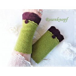 Walkstulpen Armstulpen Grasgrün Beige