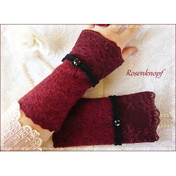 Walkstulpen MELISANDE Armstulpen Rostrot Schwarz Spitze