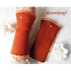 Walkstulpen Rostbraun Schwarz Damen Unikat