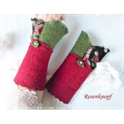 Walkstulpen Rot Beige Damen Unikat K