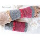 Damen Walkstulpen Grau Rot mit Spitze Unikat E+K