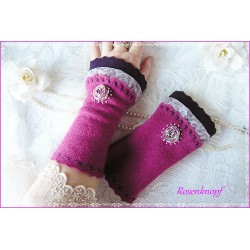 Walkstulpen ALINA Lila Fuchsia Tüll Armstulpen