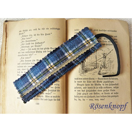 Lesezeichen Blau Kariert Shabby
