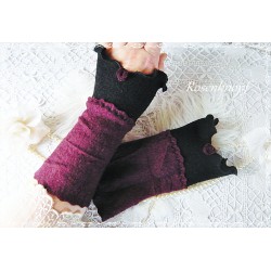 Walkstulpen ISKA Schwarz Weinrot Rose Armstulpen