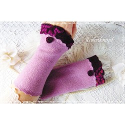 Walk-Armstulpen ROISE Violett Flieder Spitze Perle