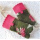 Walkstulpen FLORINE Grün Pink Armstulpen Rose Rosa