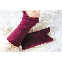 Walkstulpen ISKA Schwarz Weinrot Rose Armstulpen