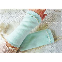 Walkstulpen MINTELLA Mint Türkis Spitze Armstulpen