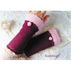 Walkstulpen MAIRY Schwarz Bordeaux Rose Armstulpen