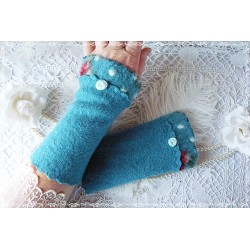Wollstulpen AQUIR Blau Azur Armstulpen Walk