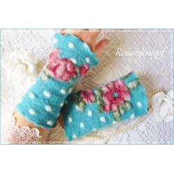 Walkstulpen ROMANCE IN SCHOKO Dots Rose Armstulpen