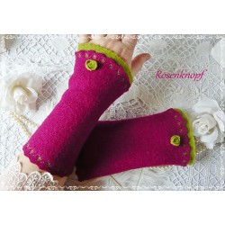 Walkstulpen PINK LADY Armstulpen Fuchsia Spitze