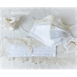 Maske Braut Weiß Ivory Spitze Mundbedeckung