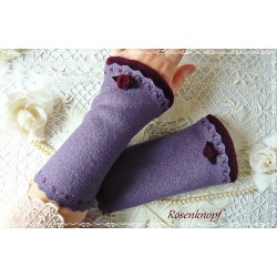 Walkstulpen LILA BOUQUET Lavendel Rose Armstulpen