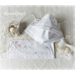 Maske Braut Weiß Ivory Spitze Mundbedeckung