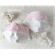 Maske Braut Weiß Rosa Spitze Mundbedeckung