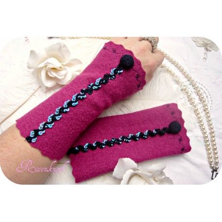 Walkstulpen PINK LADY Armstulpen Fuchsia Spitze