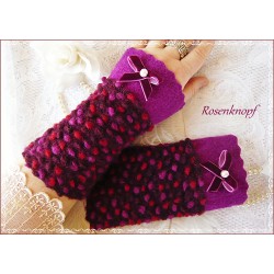 Walkstulpen ROMANCE IN GREY Dots Rosen Armstulpen