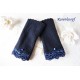 Walkstulpen Blau Dunkelblau Weiß Spitze Frauen E