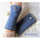 Walkstulpen  Jeansblau Schwarz Spitze Damen E