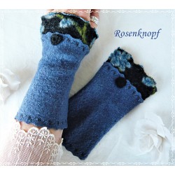 Walkstulpen  Jeansblau Grau Münze Damen E K