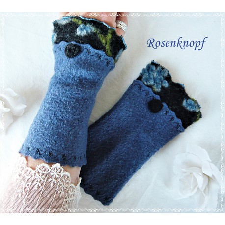 Walkstulpen  Jeansblau Grau Münze Damen E K