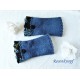 Walkstulpen  Jeansblau Grau Münze Damen E K