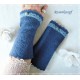 Walkstulpen  Jeansblau Schwarz Spitze Damen E