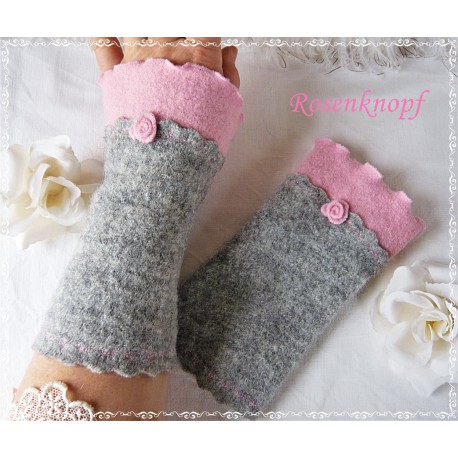 Walkstulpen Grau Rostrot Damen E K