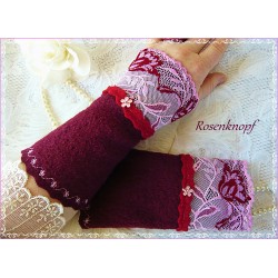 Walk-Armstulpen ROISE Violett Flieder Spitze Perle