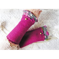Walkstulpen BERLYNN Armstulpen Violett Bordeaux Dots