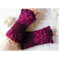 Walkstulpen BERLYNN Armstulpen Violett Bordeaux Dots