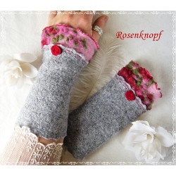 Walkstulpen Grau Rot Damen K