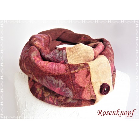 Schlupfschal Damen Weinrot Rotorange Unikat