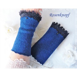Walkstulpen Blau Dunkelblau Damen Unikat