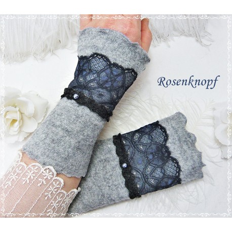 Walkstulpen Grau Hummer Spitze Damen  EK