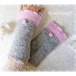 Walkstulpen Grau Rot Damen K