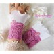 Armstulpen Pulswärmer Hochzeit Weiß Fuchsia Plissée *