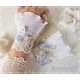 Pulswärmer Armstulpen Hochzeit Weiß Hellblau Plissée *