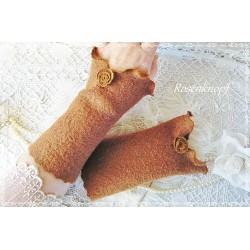 Walkstulpen MAUDE Armstulpen Ocker Rehbraun Rose