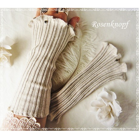 Strickstulpen Braut Beige Sandfarben Unikat K