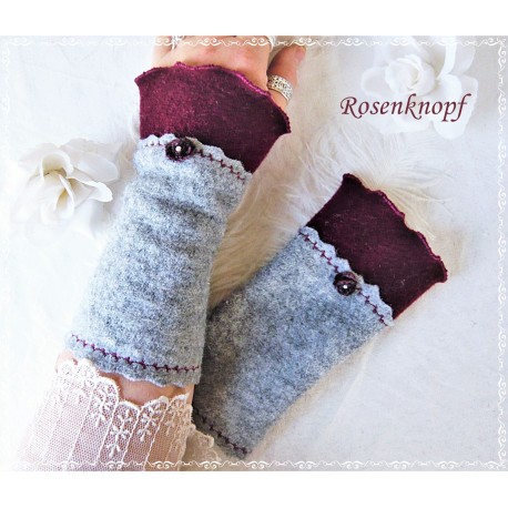 Walkstulpen Grau Rot Damen K