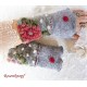 Walkstulpen Grau Rot Rosen Frauen Relief EK