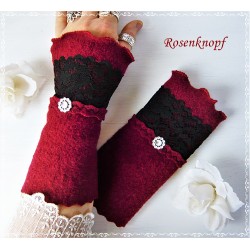 Armstulpen Ocker Grau Weinrot Pulswärmer Damen  EK
