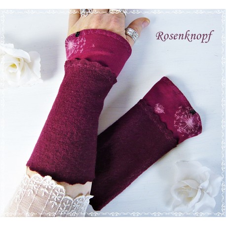 Armstulpen Bordeaux Schwarz Pulswärmer Walk Damen E