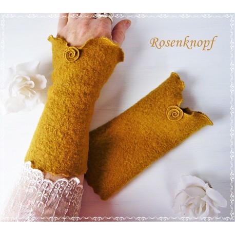 Armstulpen Ockergelb Pulswärmer Rose  EK
