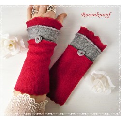 Armstulpen Rot Rosa Pulswärmer Damen  E
