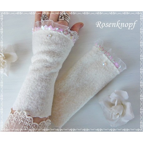 Armstulpen Ivory Pulswärmer Hochzeit E