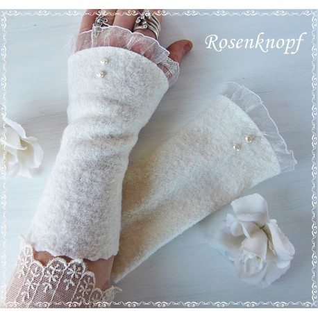Armstulpen Ivory Pulswärmer Hochzeit E